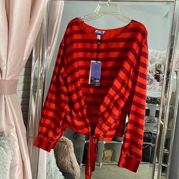future collective Tops - Future collective x Kahlana Barfield Brown striped blouse